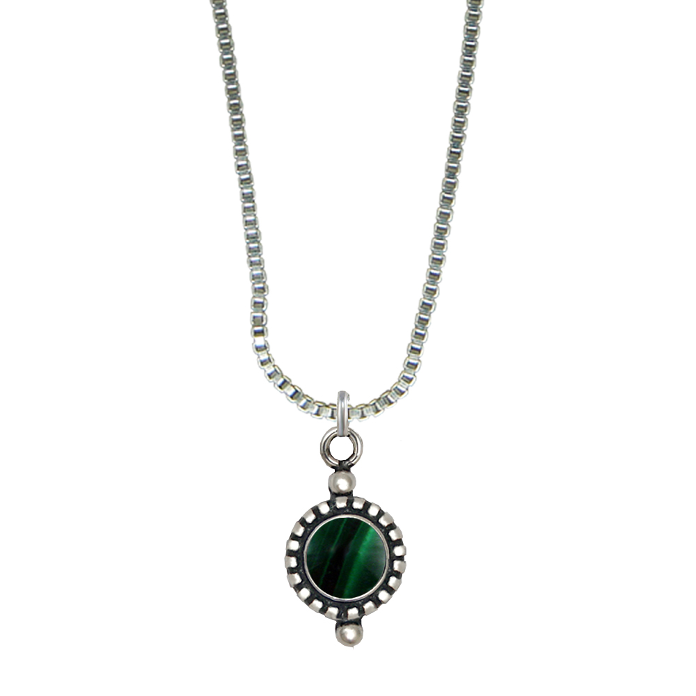 Sterling Silver Little Malachite Pendant Necklace